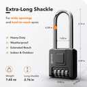 2.76 in Long Shackle Combination Locks for Outdoor & Indoor | Heavy Duty, Weatherproof, 4-Digit Security | Padlocks for Gates, Fences, Sheds, Lockers, Storage | 2-Pack, Black
