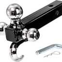 Yopay Trailer Hitch Tri-Ball Mount with Hook, Tactical Tow Hook, 3 Ball Truck Hitch, Sizes 1-7/8", 2" and 2-5/16", Fits 2 Inch Hitch Receiver