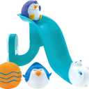Nuby Penguin Slide Bath Toy Play Set with 4 Bath Squirters  Baby Bath Toys for Boys and Girls 12+ Months  Suction Cup Toy Attaches to Shower Wall