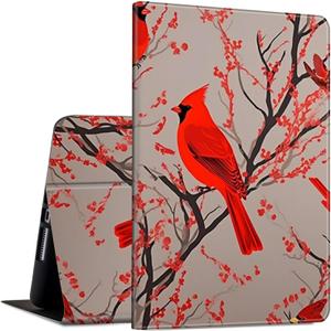 Case for iPad 9th / 8th / 7th Generation 10.2 inch (2021/2020/2019 Released) PU Leather Slim Folio Lightweight Multi-Angle Smart Cover with Auto Wake/Sleep Case for 10.2 iPad,Red Cardinal Birds