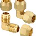 PATIKIL 5/8" x 5/8" Brass Pipe Fitting, 2 Pack Flare 90 Degree Elbow Tube Fitting Pipe Adapter Connector with Nut for Air Conditioner Refrigeration Plumbing