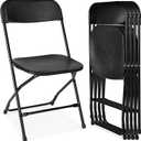 Best Choice Products Set of 4 Plastic Folding Chairs, Portable Stacking Indoor Outdoor Seating for Home, Yard, Garden, Parties, Events w/Non-Slip Feet, 350lb Weight Capacity - Black