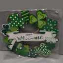 St. Patrick's Day Door Sign Happy Saint Patricks Day Wooden Decorations Welcome Hanging Signs Shamrock Home Wall Decor for Farmhouse Porch Front Door Outdoor