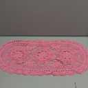 Uxcell Crochet Doilies, 22" x 10" Handmade Crochet Table Placemats Oval Lace Doilies 3 Flowers Pattern Cotton Coaster for Wedding Party Decoration, Light Pink