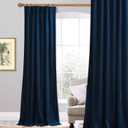 StangH 108 inches Navy Blue Velvet Curtains, Luxury Super Soft Thick Window Drapes for Bedroom, Privacy Sliding Door Curtains Room Dividers, Wide 52 x Long 108 inches, 1 Panel