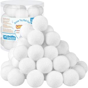 URATOT 40 Pack Snow Toy Balls for Kids Indoor, Plush Snow Fake Balls Soft Artificial Snow Fight Balls Set with Boxes for Winter Interactive Throwing Games (5 cm)
