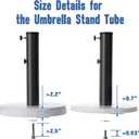QZER Umbrella Pole Mount Stand Tube, Umbrella Stainless Steel Tube Base Replacement Parts,Heavy Duty Umbrella Base Stake Holder,Umbrella Base Holder Tube Bracket for Garden Backyard Balcony (Black-N)