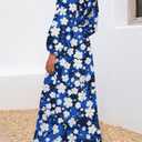 Lazysmile Maxi Dresses for Women Long Sleeve Shirt Dress with Pockets (Blue, S)