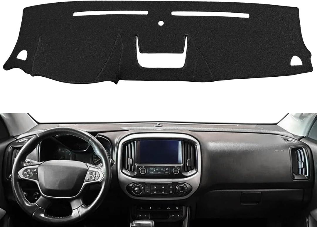 Dash Cover Mat Custom Fit for Chevy Chevrolet Colorado/GMC Canyon, Dashboard Cover Pad Carpet Protector Without Headup Display(Black) F172
