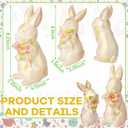 2 Pcs Easter Decorations Spring Glitter Bunny Flower Figurines Gold White Rhinestone Rabbit Resin Statue Set Cute Crystal Bunny Table Gifts or Home Desk Centerpieces Tiered Tray Indoor Decor