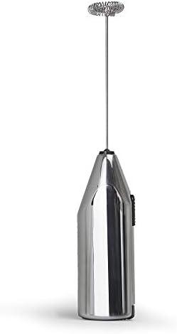 Primula Milk Frother, Handheld Whisk, Drink Foamer, Mini Blender Mixer For Coffee, Frappe, Bulletproof, Matcha, Espresso. Battery Operated, Easy To Clean And Use, Chrome