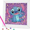 Gearock Diamond Art Kits with Frame, Cute Small Diamond Painting Kits for Adults Beginners, Easy DIY Big Gem Kits for Cartoon Lovers Halloween Christmas Birthday Gifts, 7x7 Inch
