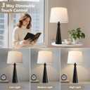 Seealle Modern Table Lamps Set of 2 - Touch Bedside Lamp for Nightstand with Dual USB C+A,3-Way Dimmable Black Nightstand Lamps for Living Room Bedroom End Table(Bulb Included)