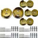 QCAA Premium Solid Brass Closet Pole Socket Set, Heavy Duty, 1-1/2 inch, with Stainless Screws, Polish Brass Lacquered, 4 Pairs, Made in Taiwan