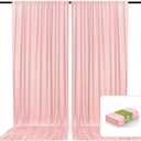 2 Panels Light Pink Backdrop Curtain, 10 x 10 Feet Background Curtains for Parties, Weddings, Baby Showers, Bachelorette Halloween, Christmas Birthday Party Photoshoot Backdrop Curtains Decorations