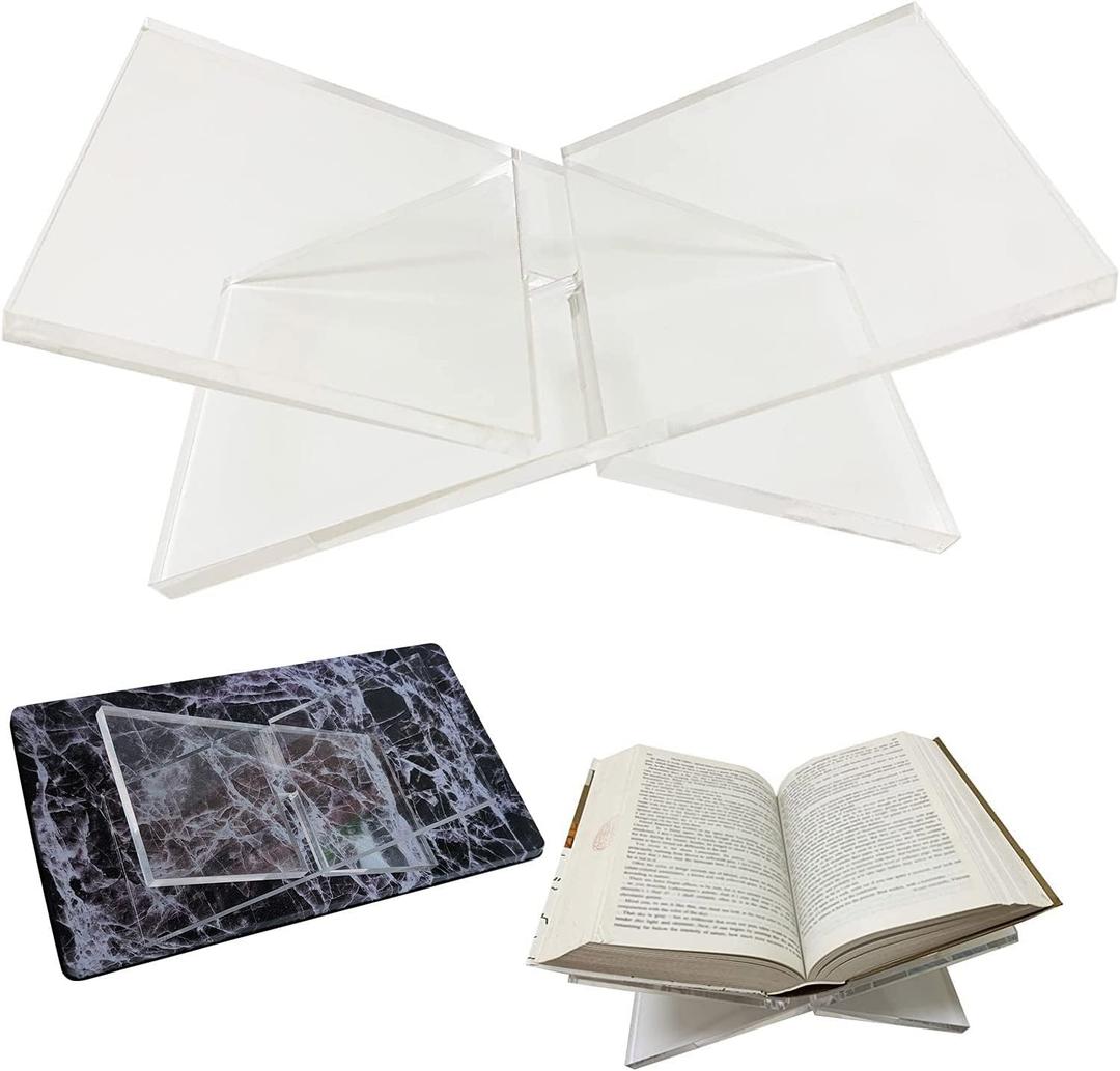 Acrylic Book Stand Holder Thick Open Book Display Stand (Clear, Thickness:8mm)