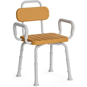 Loyoda Swivel Shower Chair for Seniors with Back and Arm, for Inside Shower | Adjustable Height, Safe Rotating Shower Stool, For Inside Tub, Non-Slip Feet, Aluminum Frame for Stability, For the Elderly