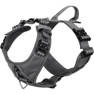 ICEFANG Dog Strap Harness with 4 x Metal Buckles,for X-Large Sized Dog,K9 Vest,Y-Shape Chest,Adjustable Pet Harness,No-Pull Front Leash Clip (X-Large (Pack of 1), Grey)