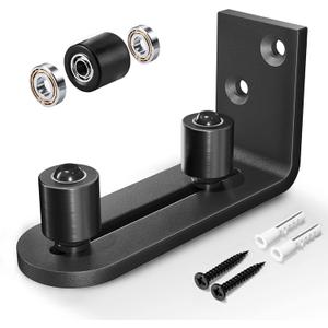 EaseLife Sliding Barn Door Bottom Floor Guide,Ball Bearings Adjustable Stay Roller,Wall Mount System,Flush Flat Bottom Design,2 Assemble Setup Options,Fit All Size Door,Black