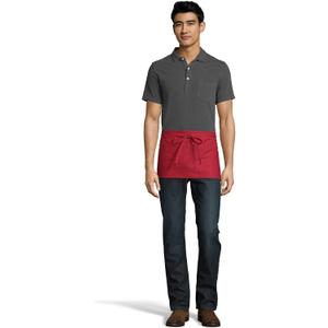 Uncommon Threads Unisex Waist Apron 2 Section Pocket, Red, One Size