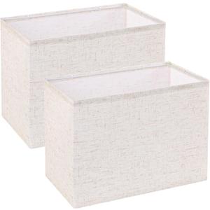 Rectangle Lamp Shade, 12"L x 7"W x 9"H Lamp Shades Set of 2 Beige Fabric, Modern Mini Lamp Shade for Table Lamps, Replacement Spider Lamp Shades with Easy Assembly, Durable & Stylish