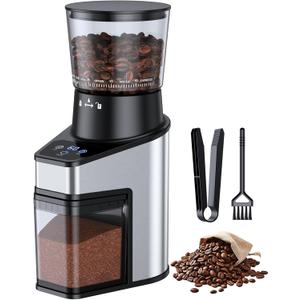 Conical Burr Coffee Grinder Electric, Adjustable Touchscreen Coffee Bean Grinder with 60 Grinding Settings for Home Use, 60 Seconds Timer & 1-8 Cup, Anti-static, Stainless Steel