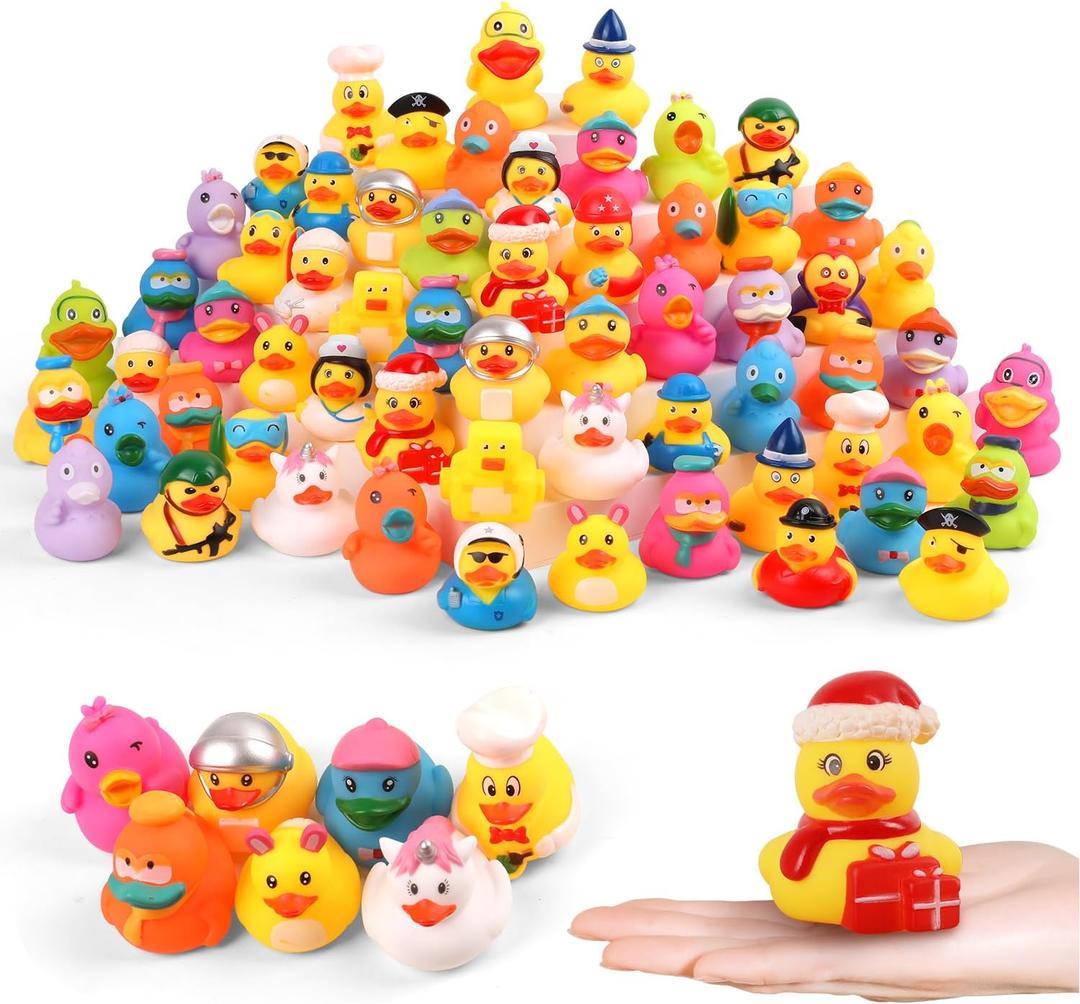 Umbresen Rubber Ducks Bath Toy in Bulk, Assortment Jeep Ducks for Jeep Ducking, Pool Rubber Ducky Floater Bathtub Toys Party Favors Birthday Gifts (100)