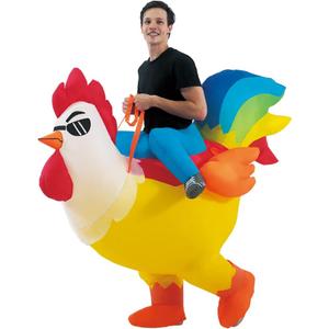 KOOY Inflatable Adult Halloween Costumes Blow up Chicken Ride on Rooster Costume for Halloween Funny Riding Costume Men Women Cosplay Party
