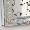Crystal Crush Diamond Mirrored Square Wall Clock with Sparkle Twinkle Bling Diamond Decor for Wall Decoration, 12x12inch Decorative Silver Mirror Quartz Clock for Home Decor. AA Battery not included, 12x12 Polegadas