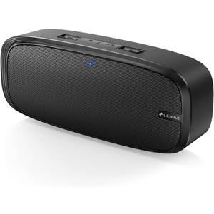 LENRUE Bluetooth Speaker, Wireless Portable Speaker with Loud Stereo Sound, Rich Bass, 12-Hour Playtime, Built-in Mic. Perfect for iPhone, Samsung and More (Black)
