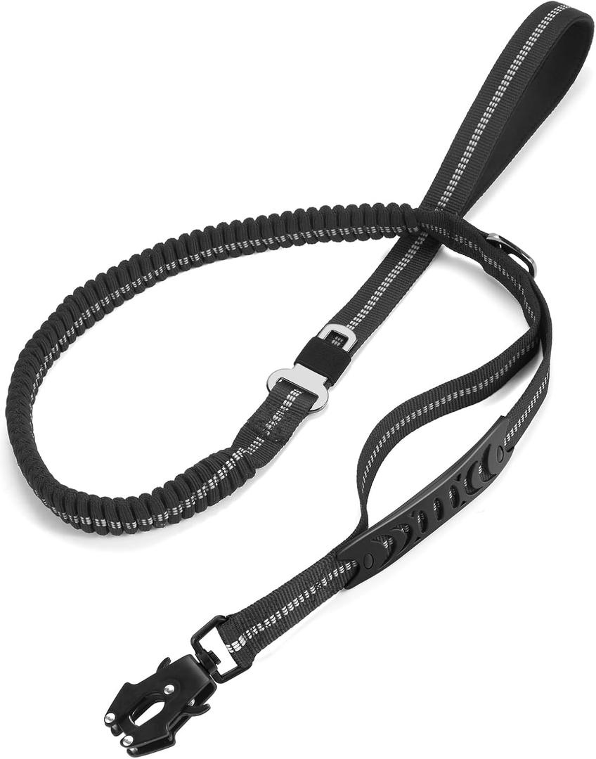 Heavy Duty Dog Leash, 4-6FT Shock Absorbing Dog Leashes with Traffic Handle and Comfortable Padded Handles, Advanced Easy Metal Clip, No Pull Reflective Leash for Medium Large Dogs that Pull (Black)