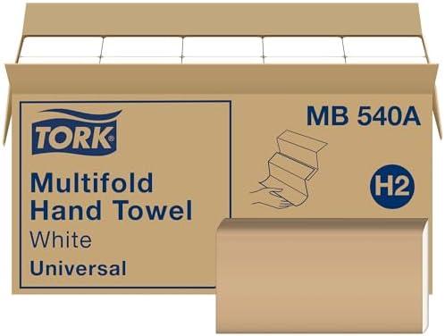 Tork Multifold Hand Towel White H2, Universal, 100% Recycled Fibers, 16 x 250 Towels, MB540A