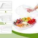 IVYHOME 3-Tier Chilled Serving Tray with Lid, 15" Fruit Ice Serving Platter with 4 Compartments, Shrimp Cocktail Serving Dish, Divided Serving Bowl for Parties