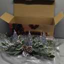 Christmas Table Centerpiece with LED Lights, Silver Christmas Tree Decoration, Natural Pine Cones, Christmas Balls for Holiday Party, Home, Fireplace
