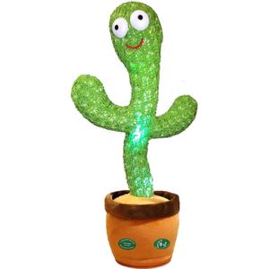 Pbooo Dancing Talking Cactus Mimicking Toy,Talking Repeat Singing Sunny Cactus Toy 120 Pcs Songs for Baby 15S Record Your Sound Sing+Dancing+Recording+LED