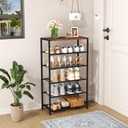 HOMEFORT Shoe Rack 6-Tier, Shoe Storage Shelf, Industrial Shoe Tower, Narrow Shoe Organizer for Closet Entryway, Small Shoe Rack Table with Durable Metal Shelves, Rustic Brown