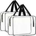 HAOGUAGUA 2-Piece Large Clear Makeup Cosmetic Organizer Bag, Plastic Tote Bags, Waterproof Transparent Handbag Purse