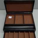 Juvale Mens Jewelry Box Organizer and Holder - Black Watch Box with Leather Valet Tray for Home Improvement - 12.6 x 9 x 4 In - Mens Jewelry Organizer