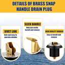 MorningRo 4 Pcs Boat Baitwell Drain Plug Brass Livewell Drain Plug Rubber Snap Lock for Baitwell Livewell Yacht Kayak Marine