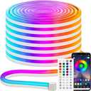 iNextStation RGB Neon LED Strip Lights, 16.4FT 12V Flexible Rope Lights Color Changing Multiple Modes Control with APP & Remote,IP65 Waterproof Neon Lights for Bedroom Decor