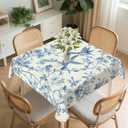 Square Tablecloth Washable Table Cover 54"x54" and 60"x60", Waterproof Square Table Cloth for Indoor and Outdoor, 54x54In, Floral and Bird