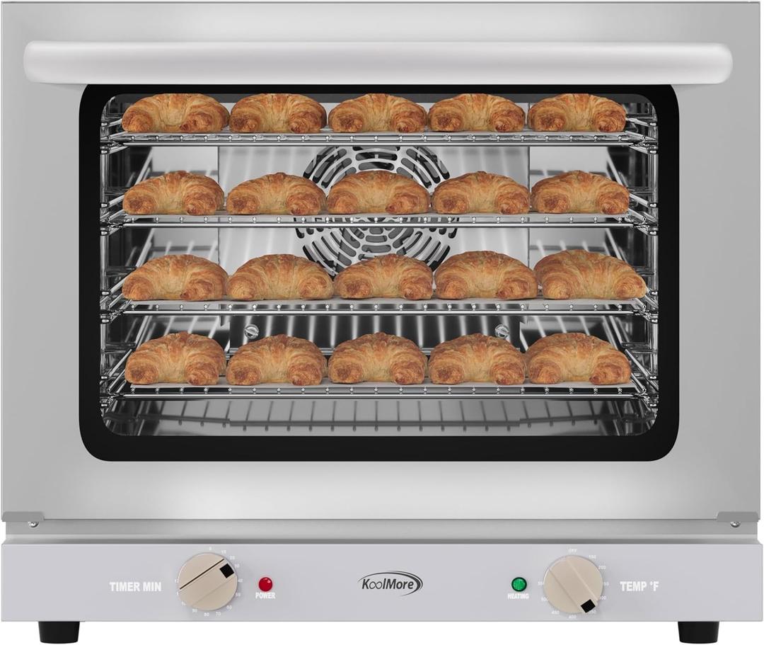 KoolMore 23 in. Countertop Convection Oven for Half-Size Pans with 4 Racks and 2800W of Power in Stainless-Steel - 208/240V, 2.3 cu. ft. ETL Listed (KM-CTCO220-23)