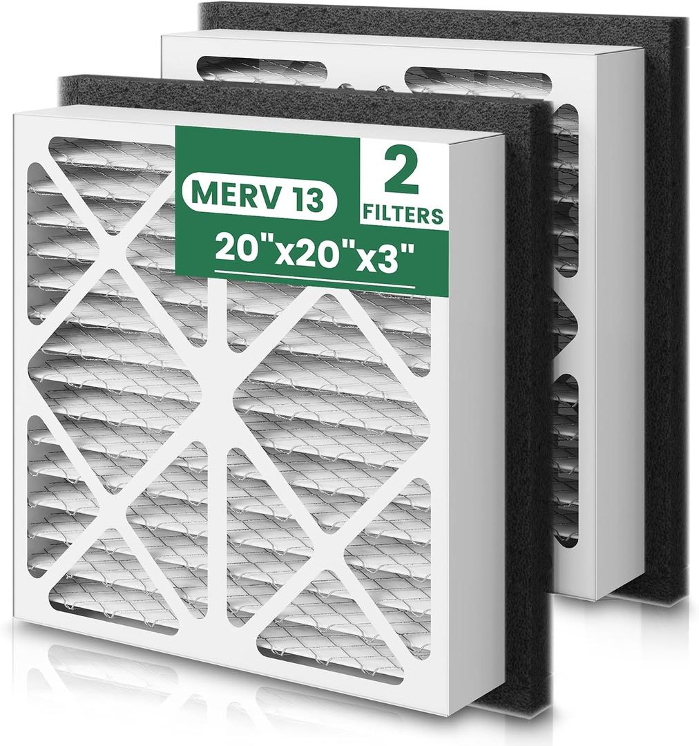 2 Pack 20x20x3 MERV 13 Pleated Air Filter Replacement Compatible with Zephyr VGF Series 20x20x3 Whole Home Return Air Grille Filter