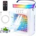 2026 New 4-in-1 Portable Air Conditioner, Sound 30dB Mini AC Unit, 12H Runtime, 1000ML Evaporative Air Cooler, 3 Speed & 2 Mist, Remote, USB, Timer, 7-Color LED for Bedroom Office Car - 1 PCS