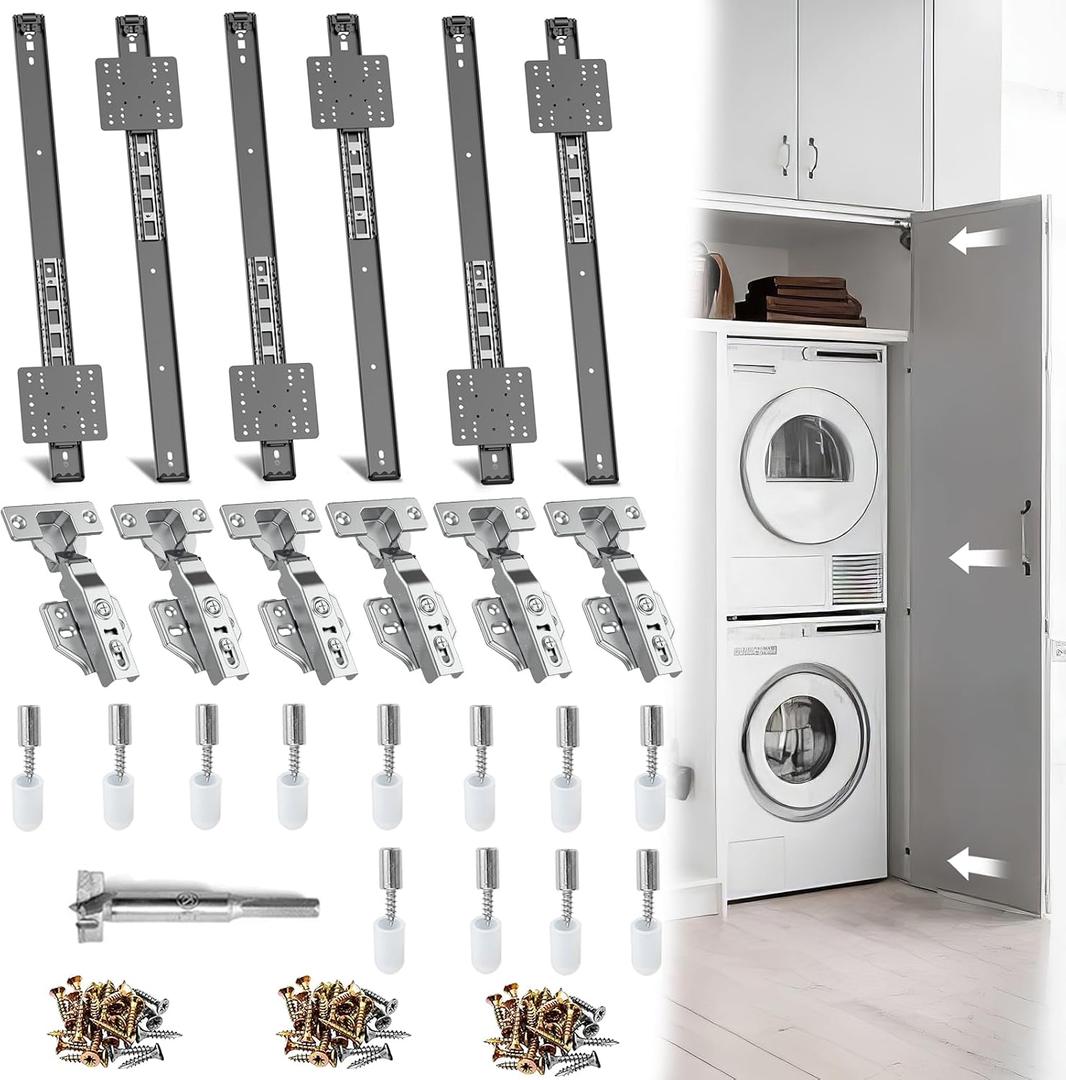 Pocket Door Slide 24 Inch 6-Pack, Pisman Hardware Kit for Cabinet Doors