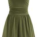PRETTYGARDEN Summer Rompers for Women 2026 Dressy Casual Sleeveless Short Wide Leg Jumpsuits Beach Vacation One Piece Outfits (X-Small, Army Green)