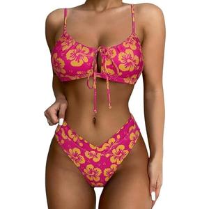 SUUKSESS Women High Waisted String Bikini Sets Sexy Two Piece Cutout Swimsuits Size S