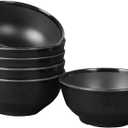 Melamine Cereal and Salad Bowls, 5 Inch, Set of 6, Dishwasher Safe. Black