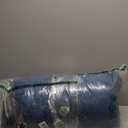 Luxudecor Teal Blue Comforter Set King Size, 7 Pieces Blue and Black Stripe Bed in a Bag, Geometric Comforter and Sheet Set, Soft Microfiber Complete Bedding Sets for All Seasons