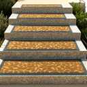 Stair Treads Outdoor for Wooden Steps, Non-Slip Rubber Brown Stair Runner Rugs, 2 Pcs 8.5" x 30" Heavy Duty Stair Mats for Outside Steps, Weatherproof Grip for Elders, Dogs & Kids, Yellow Leaves.